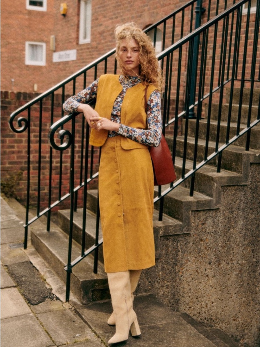 Sezane Suede Set: Skirt and Jacket  36/4